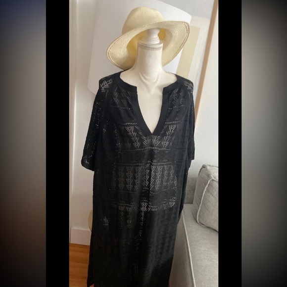 Mango Black Crochet Kimono Tunic Size S - Picture 5 of 11